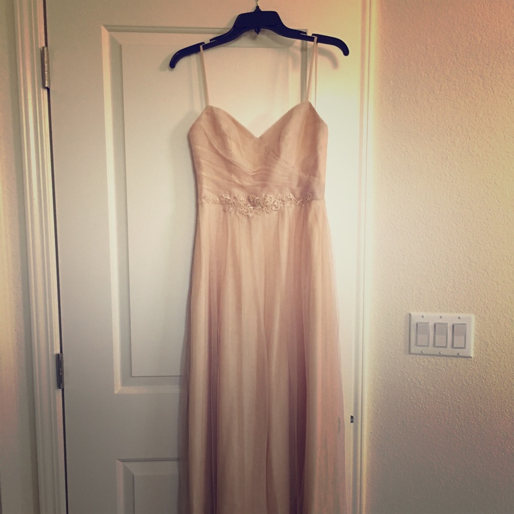 Nordstrom mesh spaghetti strap peach dress